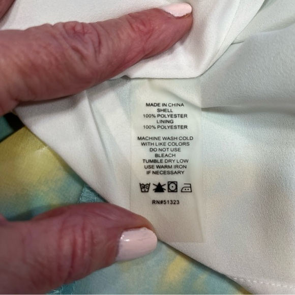 Vince Camino Green Yellow Tie Dyed Tie Blouse XS - Picture 6 of 8